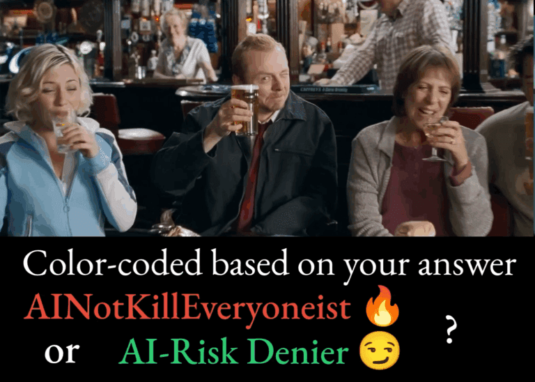 Color-coded badges — AINotKillEveryoneist or AI-Risk Denier